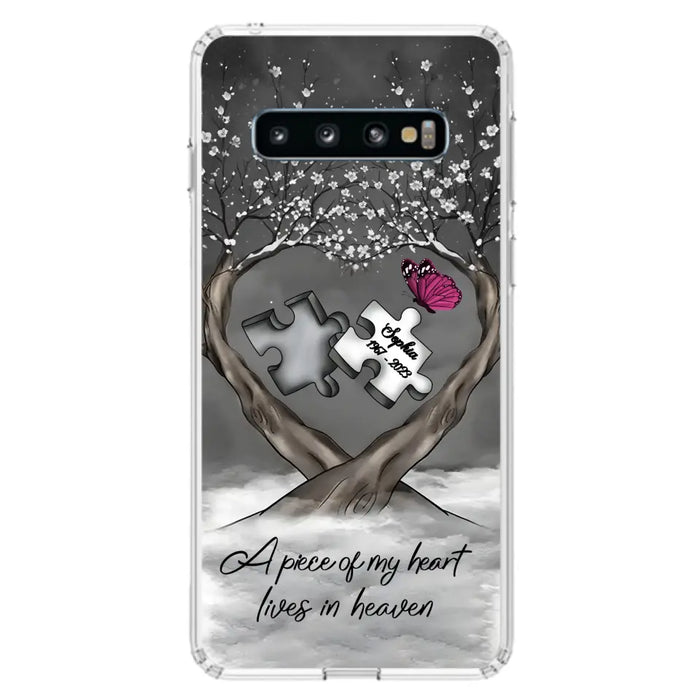 Custom Personalized Memorial Phone Case - Memorial Gift Idea For Family Member - Case For iPhone/ Samsung - A Piece Of My Heart Lives In Heaven