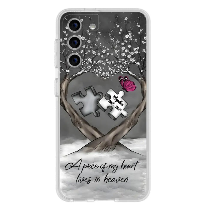 Custom Personalized Memorial Phone Case - Memorial Gift Idea For Family Member - Case For iPhone/ Samsung - A Piece Of My Heart Lives In Heaven