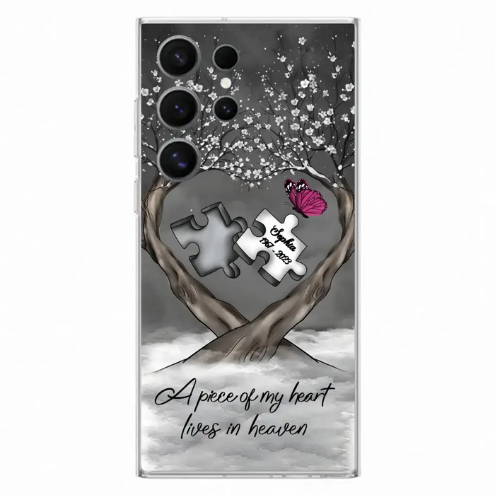 Custom Personalized Memorial Phone Case - Memorial Gift Idea For Family Member - Case For iPhone/ Samsung - A Piece Of My Heart Lives In Heaven