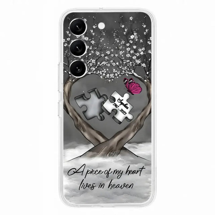 Custom Personalized Memorial Phone Case - Memorial Gift Idea For Family Member - Case For iPhone/ Samsung - A Piece Of My Heart Lives In Heaven