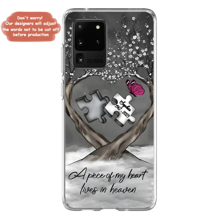 Custom Personalized Memorial Phone Case - Memorial Gift Idea For Family Member - Case For iPhone/ Samsung - A Piece Of My Heart Lives In Heaven