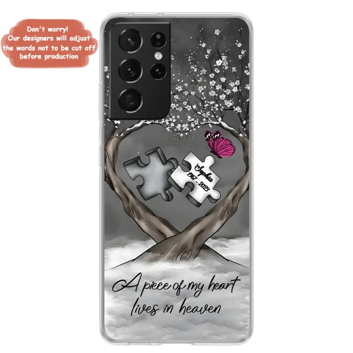 Custom Personalized Memorial Phone Case - Memorial Gift Idea For Family Member - Case For iPhone/ Samsung - A Piece Of My Heart Lives In Heaven