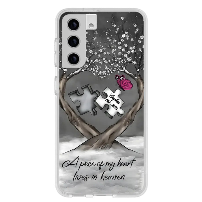 Custom Personalized Memorial Phone Case - Memorial Gift Idea For Family Member - Case For iPhone/ Samsung - A Piece Of My Heart Lives In Heaven