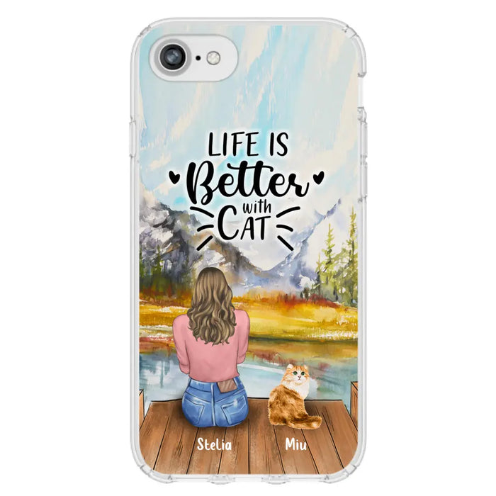 Custom Personalized Cat Mom Phone Case - Gifts For Cat Lovers With Upto 4 Cats - You Had Me At Meow - Case For iPhone, Samsung And Xiaomi