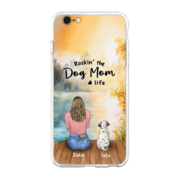 Custom Personalized Dog Mom Phone Case - Gifts For Dog Lovers With Upto 4 Dogs - Rockin' The Dog Mom Life - Case For iPhone, Samsung And Xiaomi