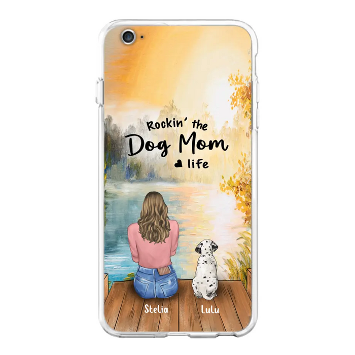 Custom Personalized Dog Mom Phone Case - Gifts For Dog Lovers With Upto 4 Dogs - Rockin' The Dog Mom Life - Case For iPhone, Samsung And Xiaomi