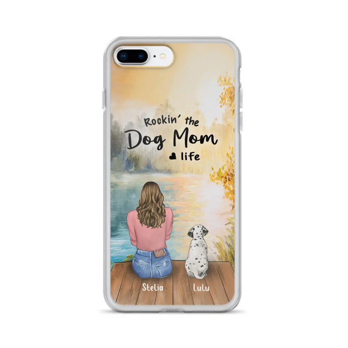 Custom Personalized Dog Mom Phone Case - Gifts For Dog Lovers With Upto 4 Dogs - Rockin' The Dog Mom Life - Case For iPhone, Samsung And Xiaomi