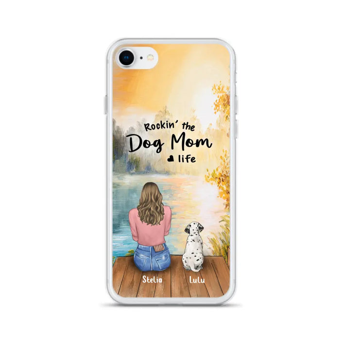 Custom Personalized Dog Mom Phone Case - Gifts For Dog Lovers With Upto 4 Dogs - Rockin' The Dog Mom Life - Case For iPhone, Samsung And Xiaomi