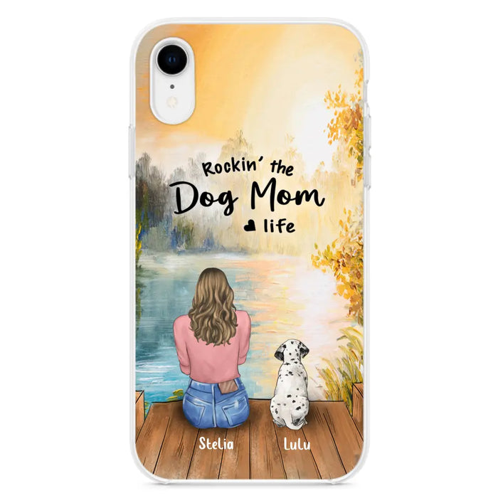 Custom Personalized Dog Mom Phone Case - Gifts For Dog Lovers With Upto 4 Dogs - Rockin' The Dog Mom Life - Case For iPhone, Samsung And Xiaomi