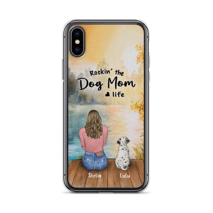 Custom Personalized Dog Mom Phone Case - Gifts For Dog Lovers With Upto 4 Dogs - Rockin' The Dog Mom Life - Case For iPhone, Samsung And Xiaomi