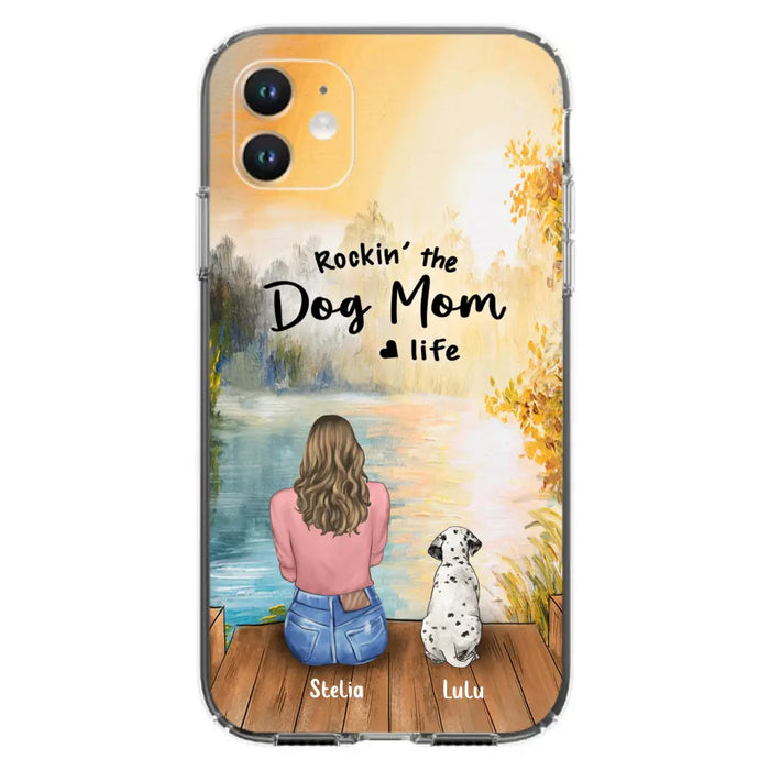 Custom Personalized Dog Mom Phone Case - Gifts For Dog Lovers With Upto 4 Dogs - Rockin' The Dog Mom Life - Case For iPhone, Samsung And Xiaomi