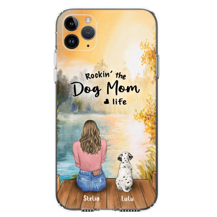 Custom Personalized Dog Mom Phone Case - Gifts For Dog Lovers With Upto 4 Dogs - Rockin' The Dog Mom Life - Case For iPhone, Samsung And Xiaomi