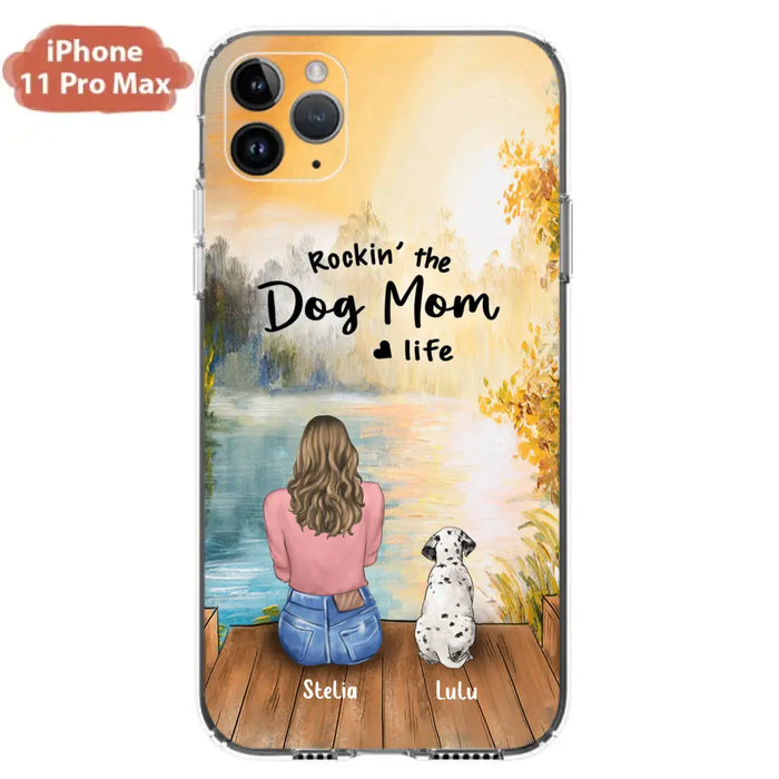 Custom Personalized Dog Mom Phone Case - Gifts For Dog Lovers With Upto 4 Dogs - Rockin' The Dog Mom Life - Case For iPhone, Samsung And Xiaomi