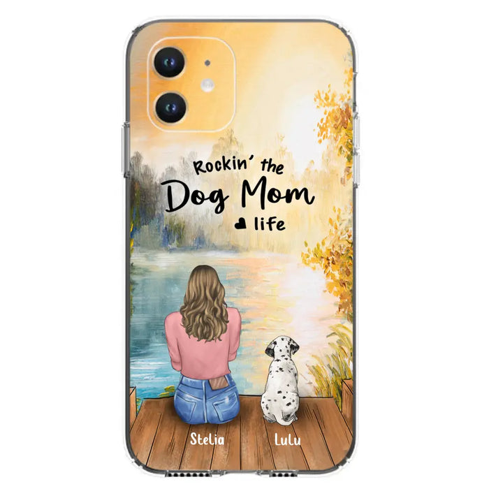 Custom Personalized Dog Mom Phone Case - Gifts For Dog Lovers With Upto 4 Dogs - Rockin' The Dog Mom Life - Case For iPhone, Samsung And Xiaomi