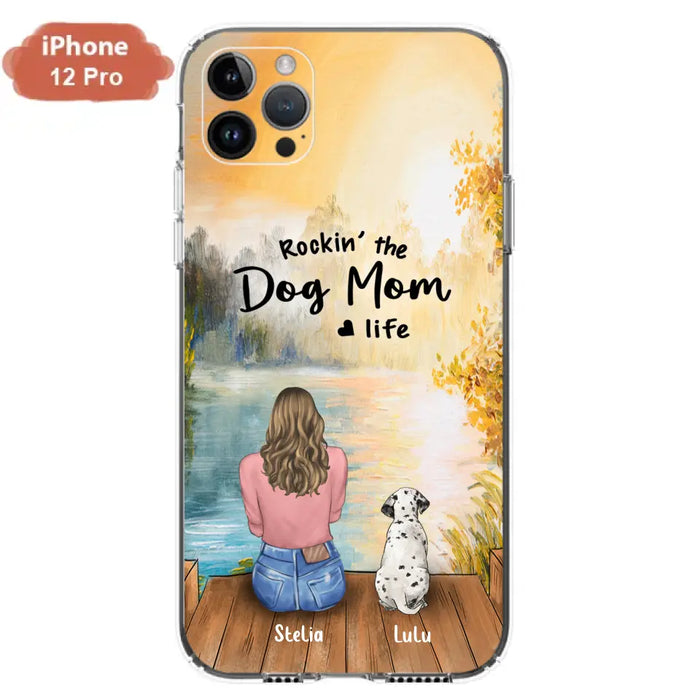 Custom Personalized Dog Mom Phone Case - Gifts For Dog Lovers With Upto 4 Dogs - Rockin' The Dog Mom Life - Case For iPhone, Samsung And Xiaomi