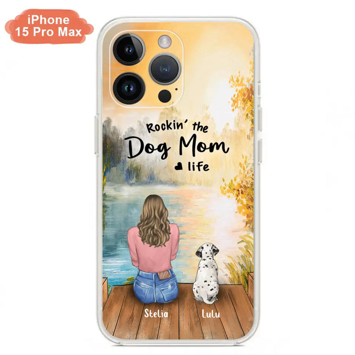 Custom Personalized Dog Mom Phone Case - Gifts For Dog Lovers With Upto 4 Dogs - Rockin' The Dog Mom Life - Case For iPhone, Samsung And Xiaomi