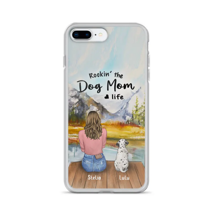 Custom Personalized Dog Mom Phone Case - Gifts For Dog Lovers With Upto 4 Dogs - Rockin' The Dog Mom Life - Case For iPhone, Samsung And Xiaomi