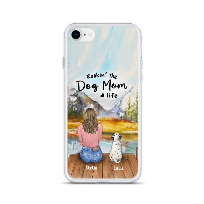 Custom Personalized Dog Mom Phone Case - Gifts For Dog Lovers With Upto 4 Dogs - Rockin' The Dog Mom Life - Case For iPhone, Samsung And Xiaomi