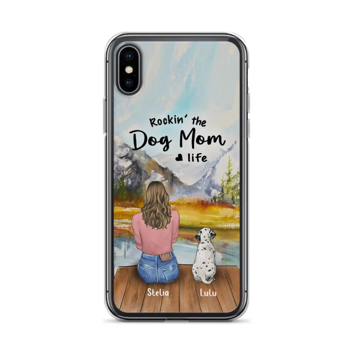 Custom Personalized Dog Mom Phone Case - Gifts For Dog Lovers With Upto 4 Dogs - Rockin' The Dog Mom Life - Case For iPhone, Samsung And Xiaomi