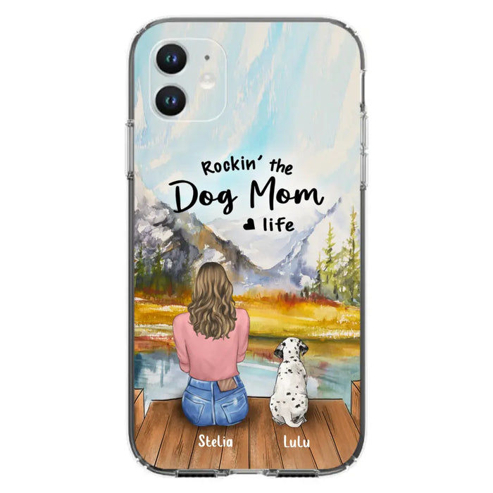 Custom Personalized Dog Mom Phone Case - Gifts For Dog Lovers With Upto 4 Dogs - Rockin' The Dog Mom Life - Case For iPhone, Samsung And Xiaomi