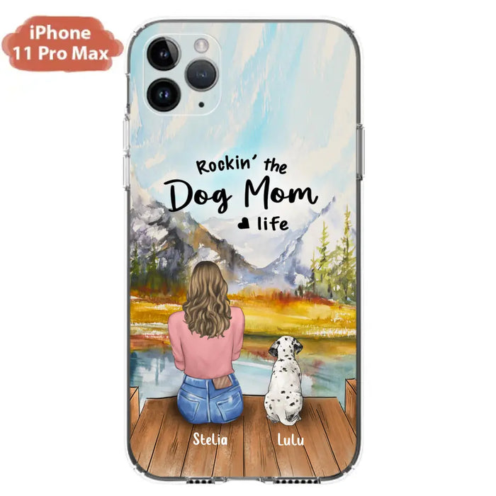 Custom Personalized Dog Mom Phone Case - Gifts For Dog Lovers With Upto 4 Dogs - Rockin' The Dog Mom Life - Case For iPhone, Samsung And Xiaomi