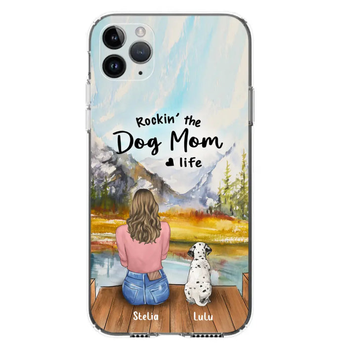 Custom Personalized Dog Mom Phone Case - Gifts For Dog Lovers With Upto 4 Dogs - Rockin' The Dog Mom Life - Case For iPhone, Samsung And Xiaomi