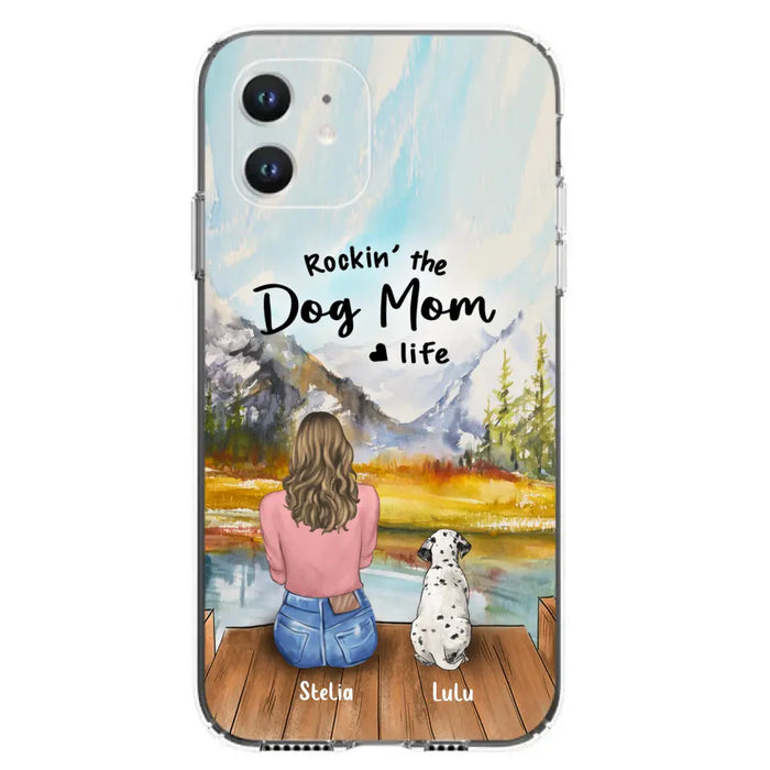 Custom Personalized Dog Mom Phone Case - Gifts For Dog Lovers With Upto 4 Dogs - Rockin' The Dog Mom Life - Case For iPhone, Samsung And Xiaomi