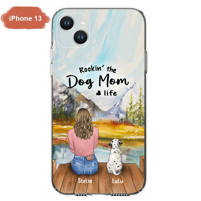 Custom Personalized Dog Mom Phone Case - Gifts For Dog Lovers With Upto 4 Dogs - Rockin' The Dog Mom Life - Case For iPhone, Samsung And Xiaomi