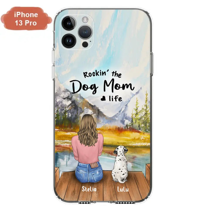 Custom Personalized Dog Mom Phone Case - Gifts For Dog Lovers With Upto 4 Dogs - Rockin' The Dog Mom Life - Case For iPhone, Samsung And Xiaomi