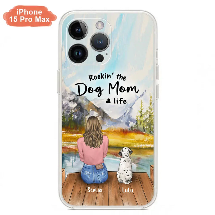 Custom Personalized Dog Mom Phone Case - Gifts For Dog Lovers With Upto 4 Dogs - Rockin' The Dog Mom Life - Case For iPhone, Samsung And Xiaomi