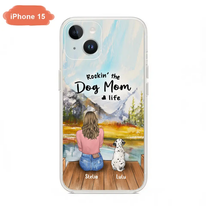 Custom Personalized Dog Mom Phone Case - Gifts For Dog Lovers With Upto 4 Dogs - Rockin' The Dog Mom Life - Case For iPhone, Samsung And Xiaomi