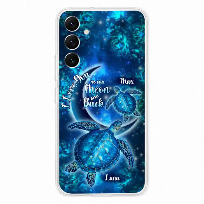 Custom Personalized Turtle Phone Case For Iphone and Samsung - Up to 6 Turtles - I Love You To The Moon And Back - IUNAG8