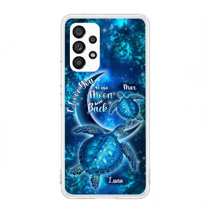 Custom Personalized Turtle Phone Case For Iphone and Samsung - Up to 6 Turtles - I Love You To The Moon And Back - IUNAG8