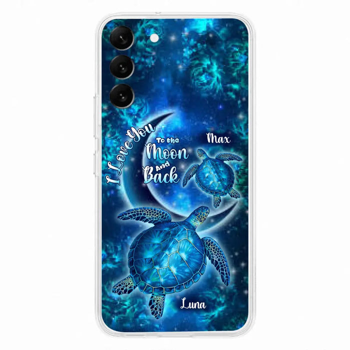 Custom Personalized Turtle Phone Case For Iphone and Samsung - Up to 6 Turtles - I Love You To The Moon And Back - IUNAG8