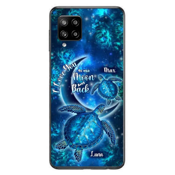 Custom Personalized Turtle Phone Case For Iphone and Samsung - Up to 6 Turtles - I Love You To The Moon And Back - IUNAG8