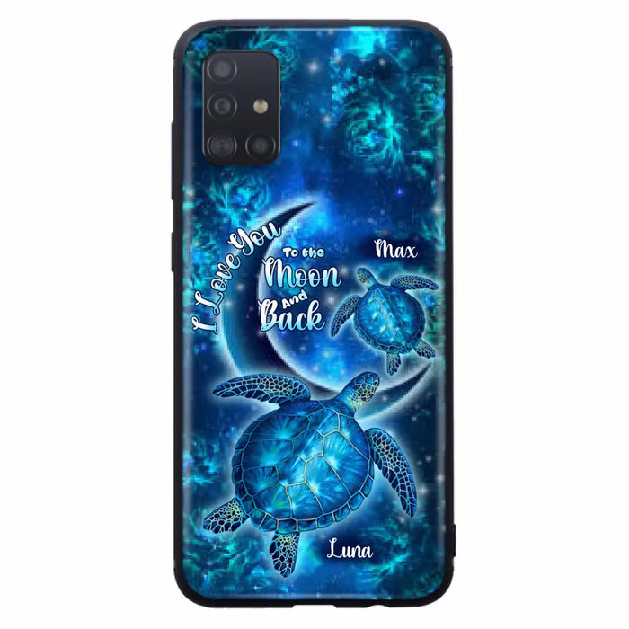 Custom Personalized Turtle Phone Case For Iphone and Samsung - Up to 6 Turtles - I Love You To The Moon And Back - IUNAG8