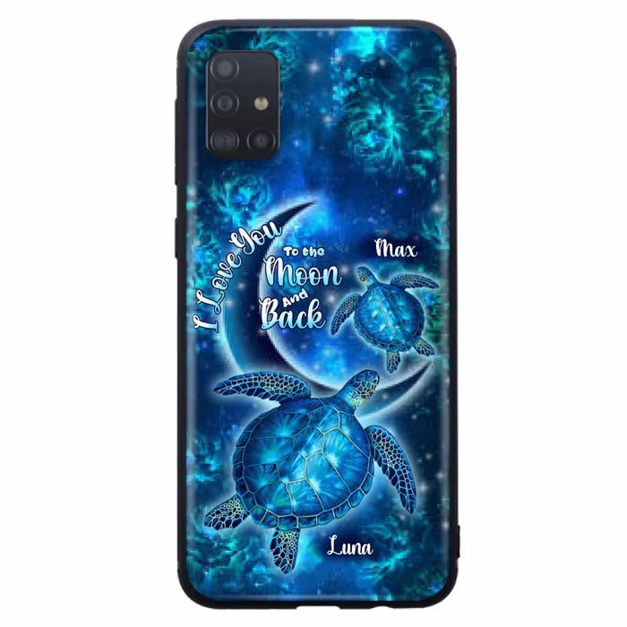 Custom Personalized Turtle Phone Case For Iphone and Samsung - Up to 6 Turtles - I Love You To The Moon And Back - IUNAG8