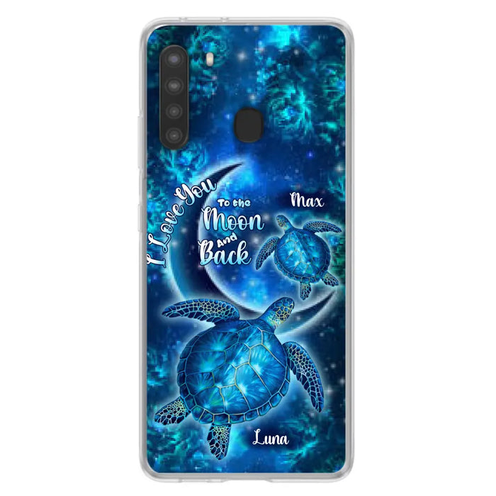 Custom Personalized Turtle Phone Case For Iphone and Samsung - Up to 6 Turtles - I Love You To The Moon And Back - IUNAG8