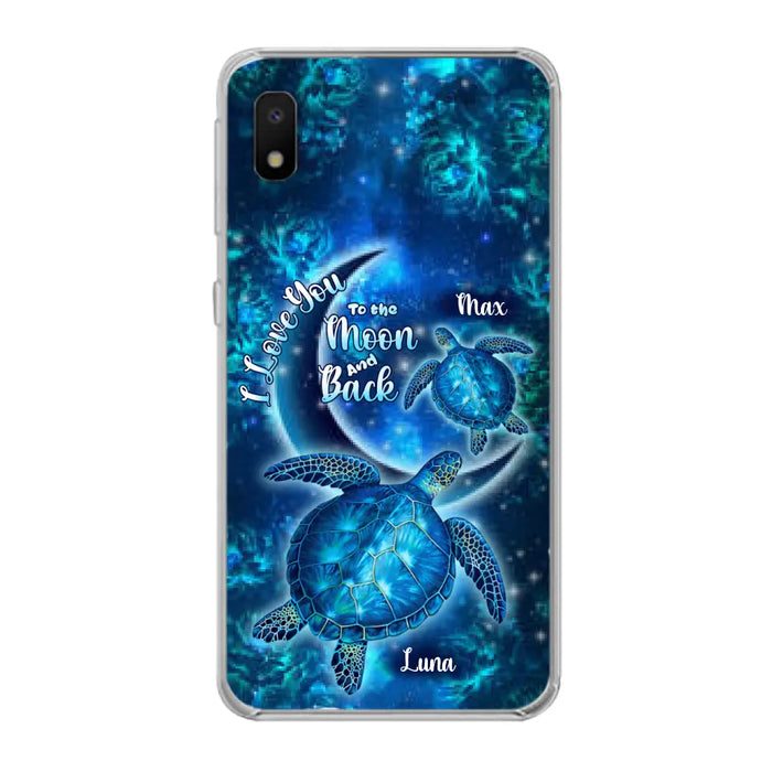 Custom Personalized Turtle Phone Case For Iphone and Samsung - Up to 6 Turtles - I Love You To The Moon And Back - IUNAG8