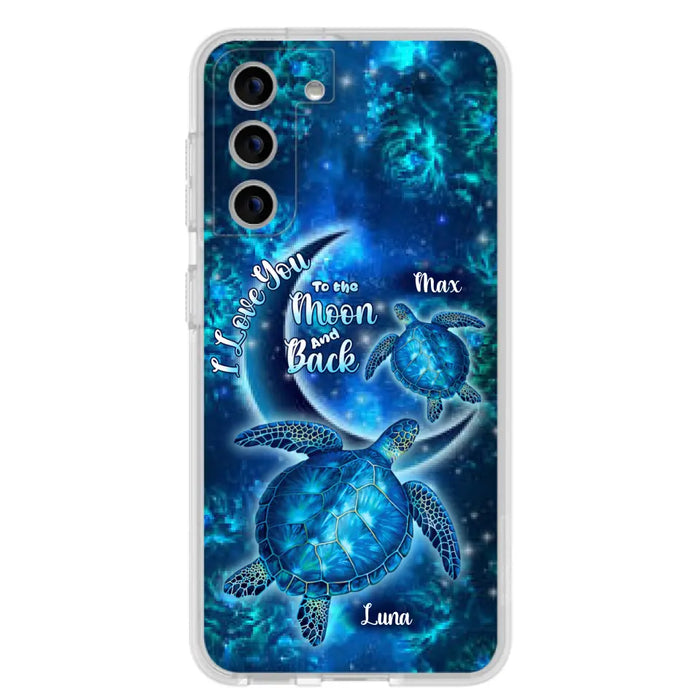 Custom Personalized Turtle Phone Case For Iphone and Samsung - Up to 6 Turtles - I Love You To The Moon And Back - IUNAG8