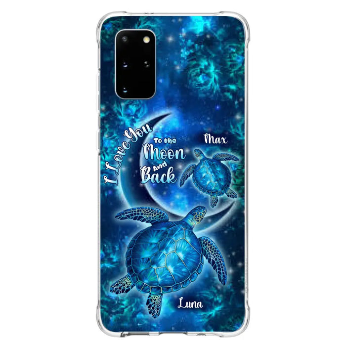 Custom Personalized Turtle Phone Case For Iphone and Samsung - Up to 6 Turtles - I Love You To The Moon And Back - IUNAG8