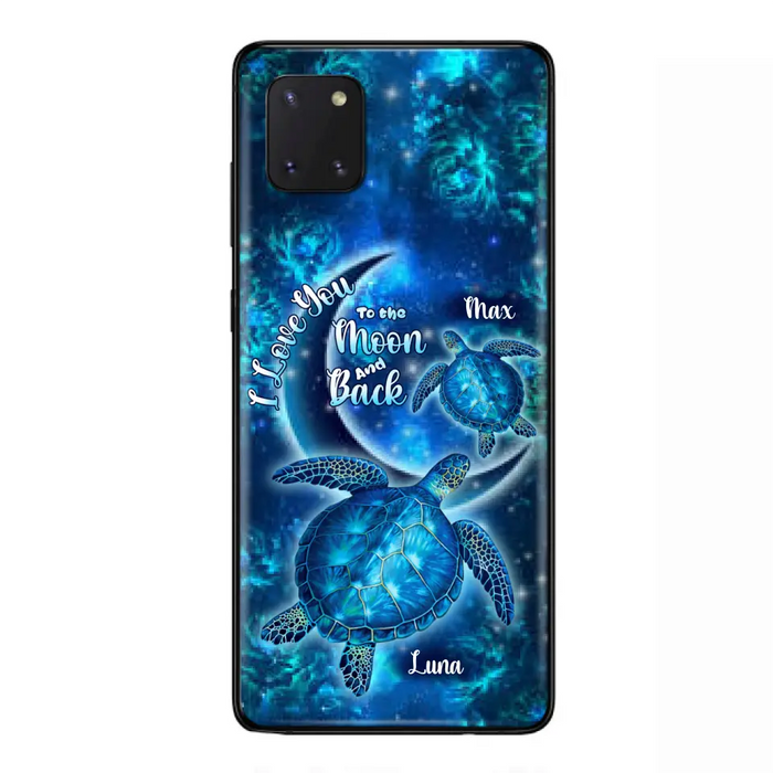 Custom Personalized Turtle Phone Case For Iphone and Samsung - Up to 6 Turtles - I Love You To The Moon And Back - IUNAG8