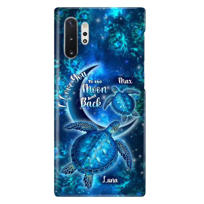 Custom Personalized Turtle Phone Case For Iphone and Samsung - Up to 6 Turtles - I Love You To The Moon And Back - IUNAG8