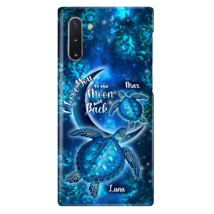 Custom Personalized Turtle Phone Case For Iphone and Samsung - Up to 6 Turtles - I Love You To The Moon And Back - IUNAG8