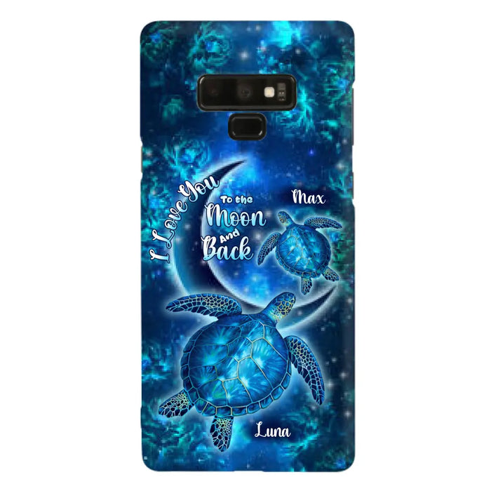 Custom Personalized Turtle Phone Case For Iphone and Samsung - Up to 6 Turtles - I Love You To The Moon And Back - IUNAG8