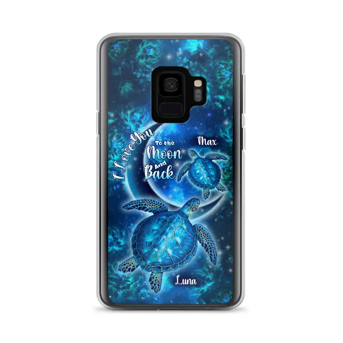 Custom Personalized Turtle Phone Case For Iphone and Samsung - Up to 6 Turtles - I Love You To The Moon And Back - IUNAG8