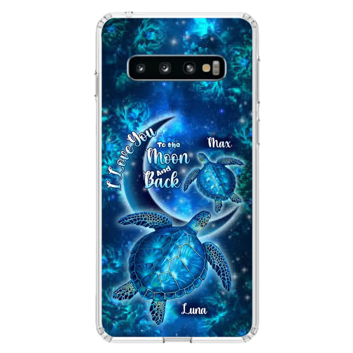 Custom Personalized Turtle Phone Case For Iphone and Samsung - Up to 6 Turtles - I Love You To The Moon And Back - IUNAG8