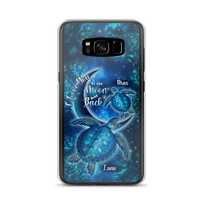 Custom Personalized Turtle Phone Case For Iphone and Samsung - Up to 6 Turtles - I Love You To The Moon And Back - IUNAG8