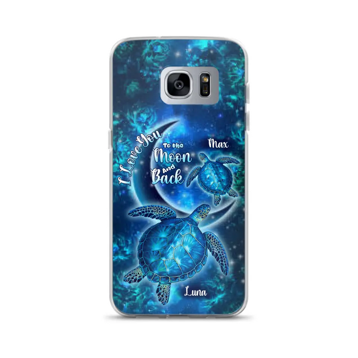 Custom Personalized Turtle Phone Case For Iphone and Samsung - Up to 6 Turtles - I Love You To The Moon And Back - IUNAG8