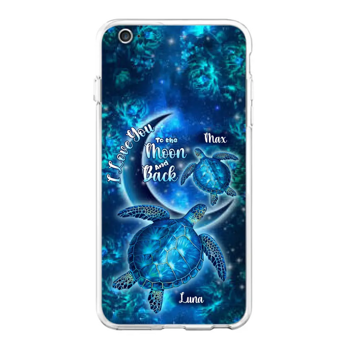 Custom Personalized Turtle Phone Case For Iphone and Samsung - Up to 6 Turtles - I Love You To The Moon And Back - IUNAG8